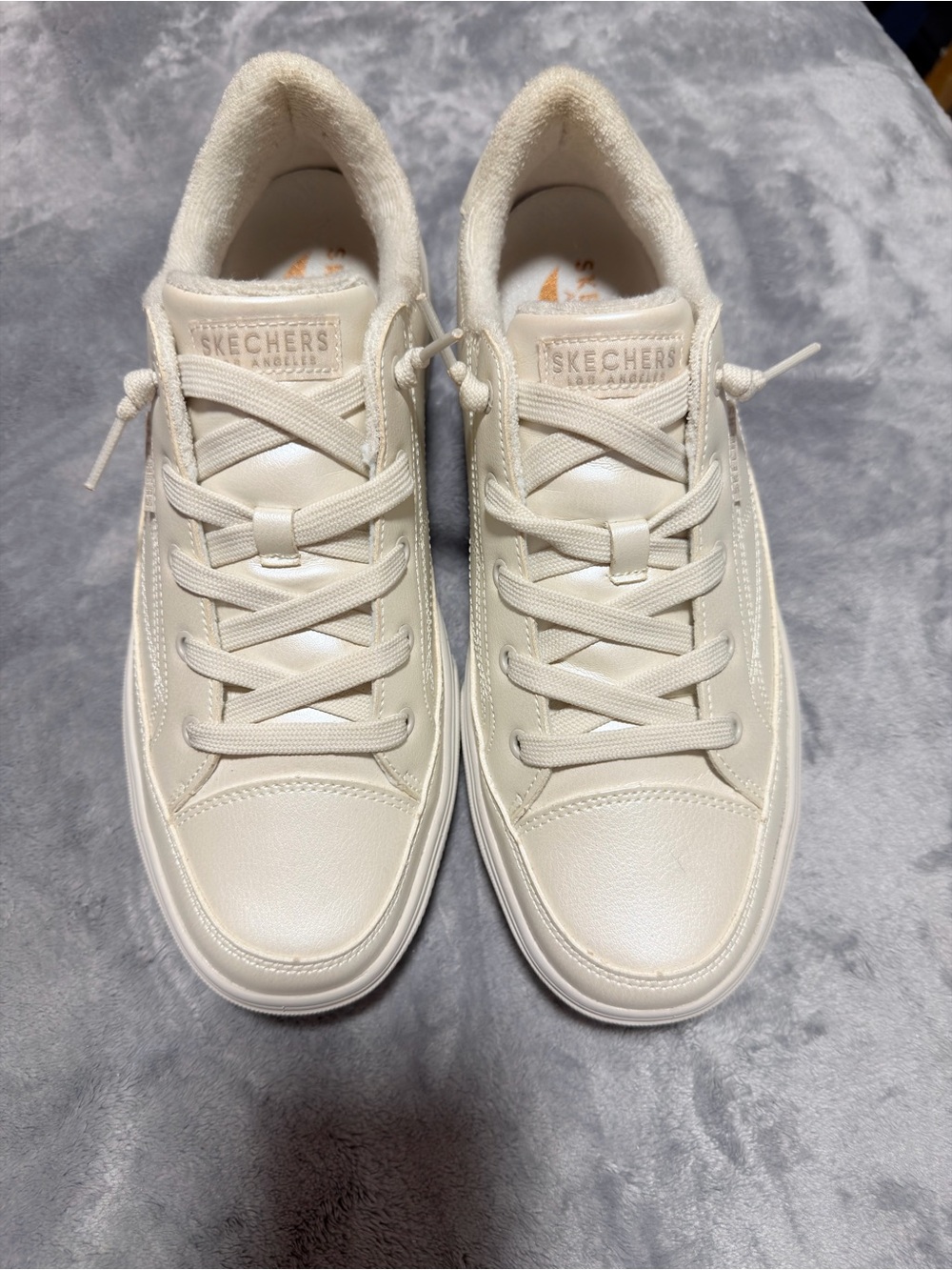 Skechers Off-White Platform Lace-Up Sneakers